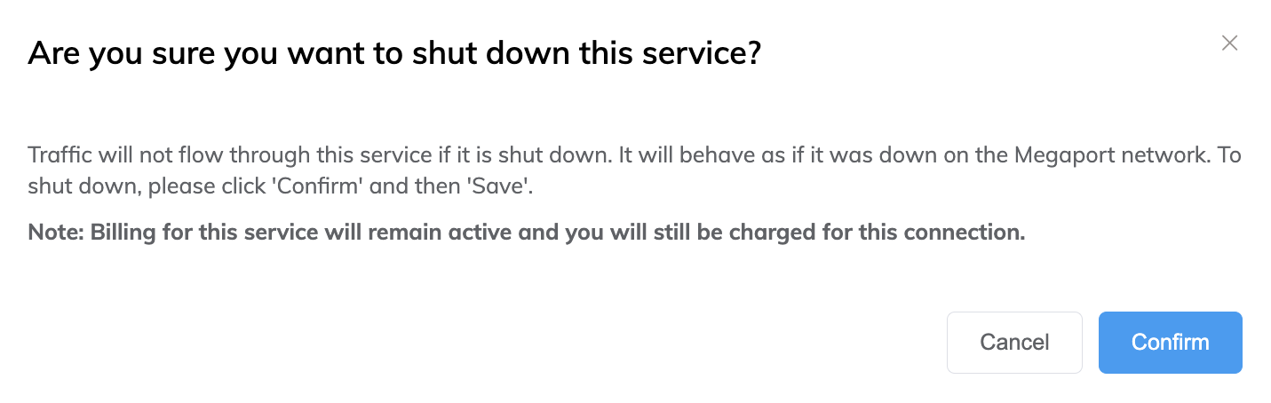 VXC Connection Shutdown prompt