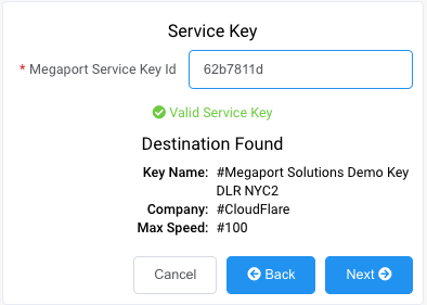 Enter Service Key（サービスキーの入力）