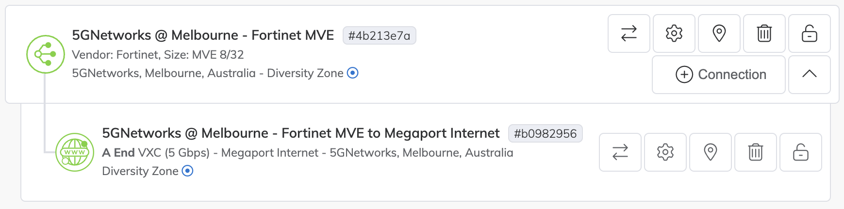 MVE displayed on the Services page