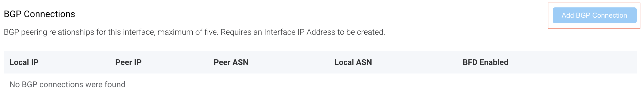 Add BGP Connection