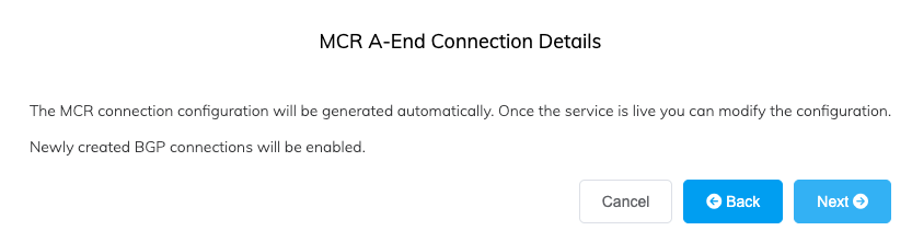 MCR connection details