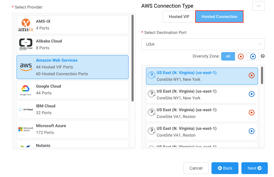 Add AWS Hosted Connection