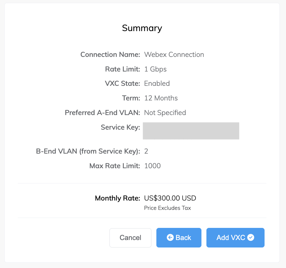 Cisco Webex connection summary