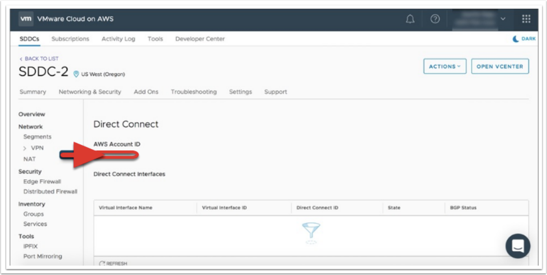 VMware Cloud on AWS account number