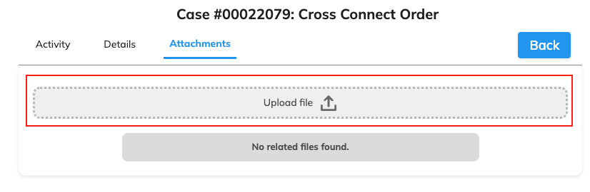 Support Requests Portal upload file button.