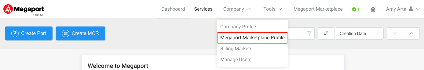 Megaport Marketplace-Profil