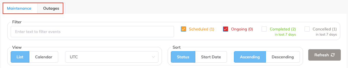 Übersicht zum Service-Status