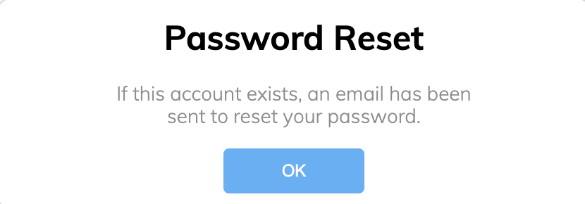 Aufforderung zum Zurücksetzen des Passworts