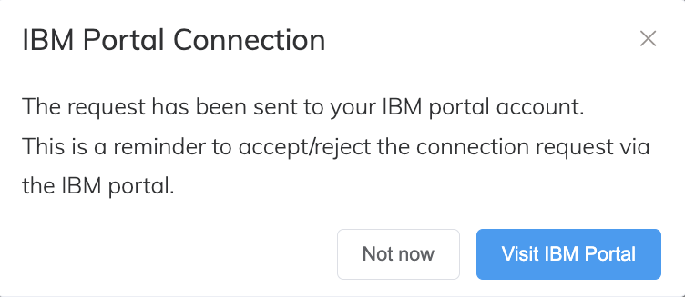 Mensaje de conexión del portal de IBM