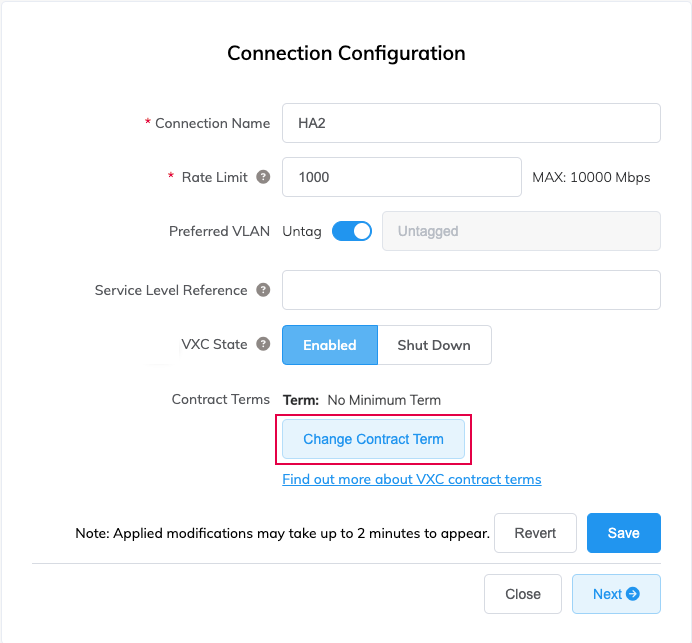 Configuración de VXC