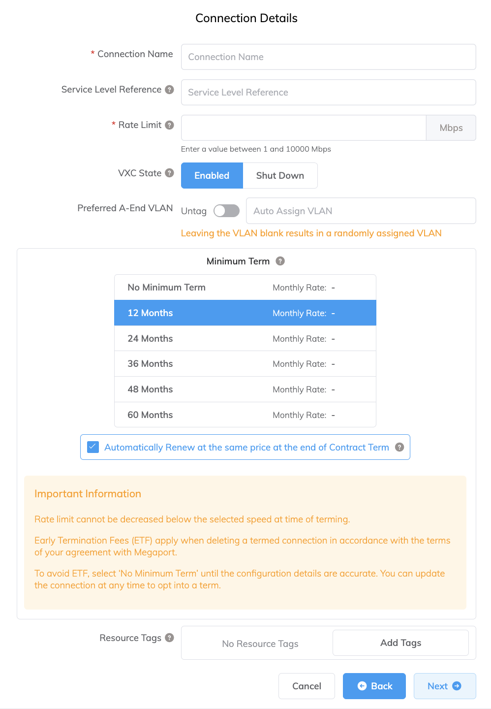 Esta imagen muestra un resumen de los detalles del VXC añadido para revisión.