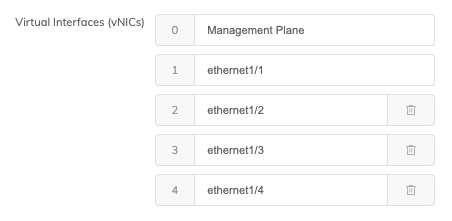 MVE de Palo Alto Networks con cinco vNIC añadidas