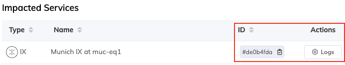 ID de estado del servicio