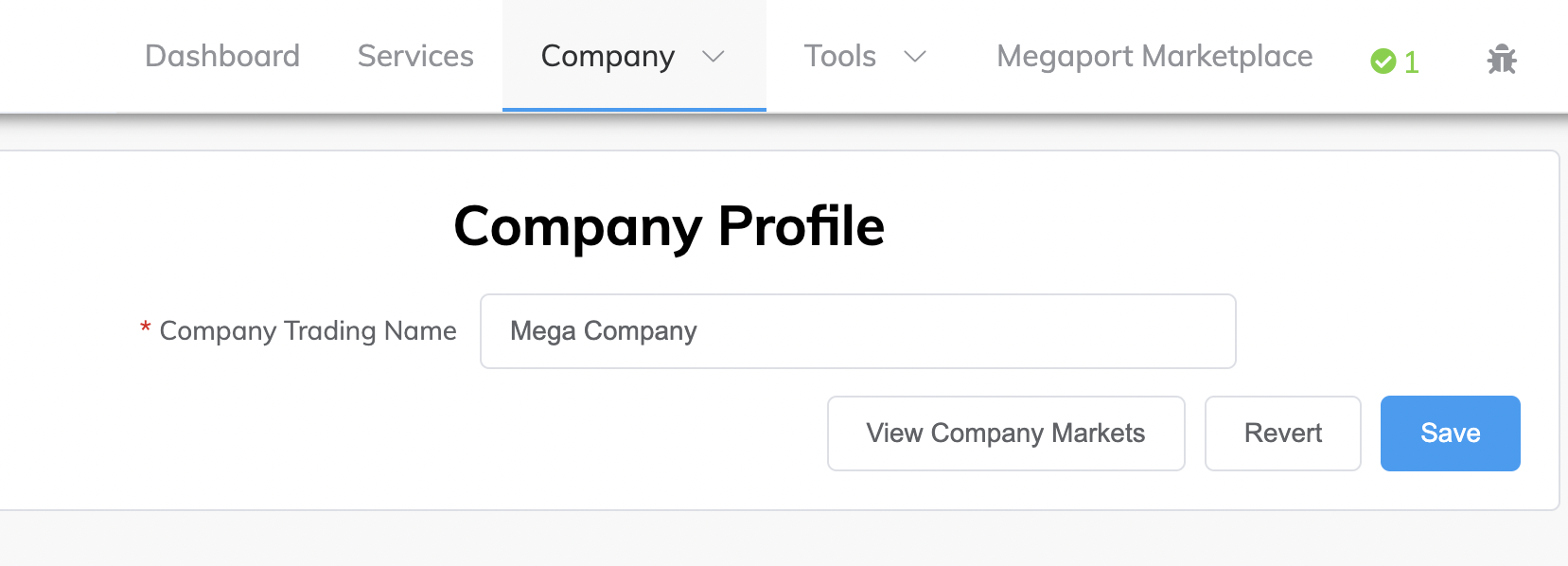 Página Company Profile (Perfil de la Empresa)