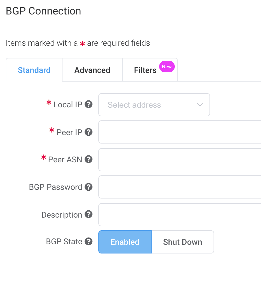 Détails de la connexion BGP
