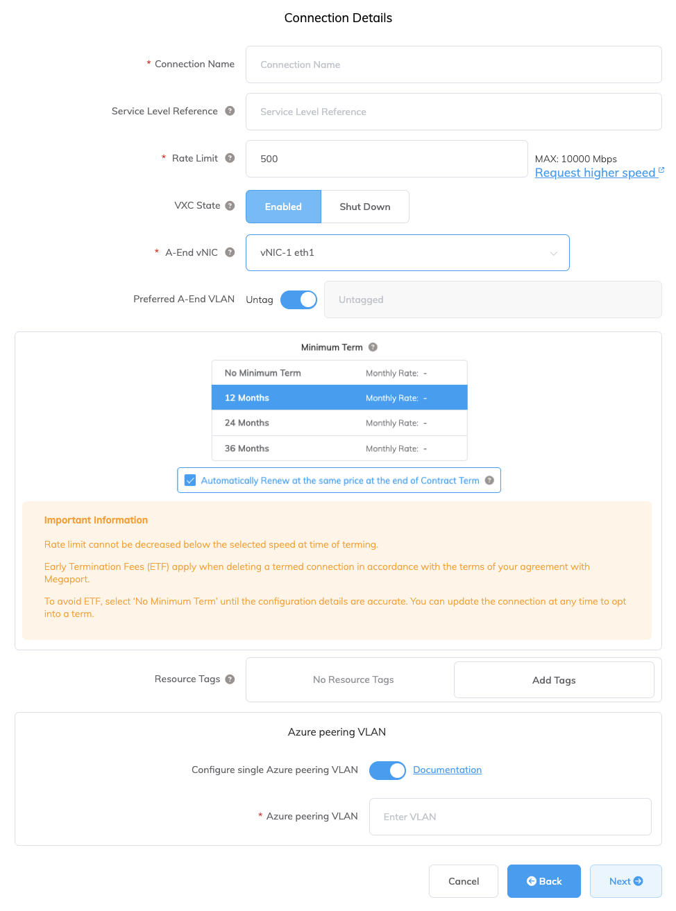 Détails de la connexion Azure