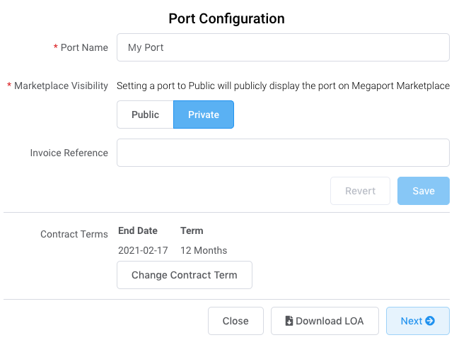 Configuration du port