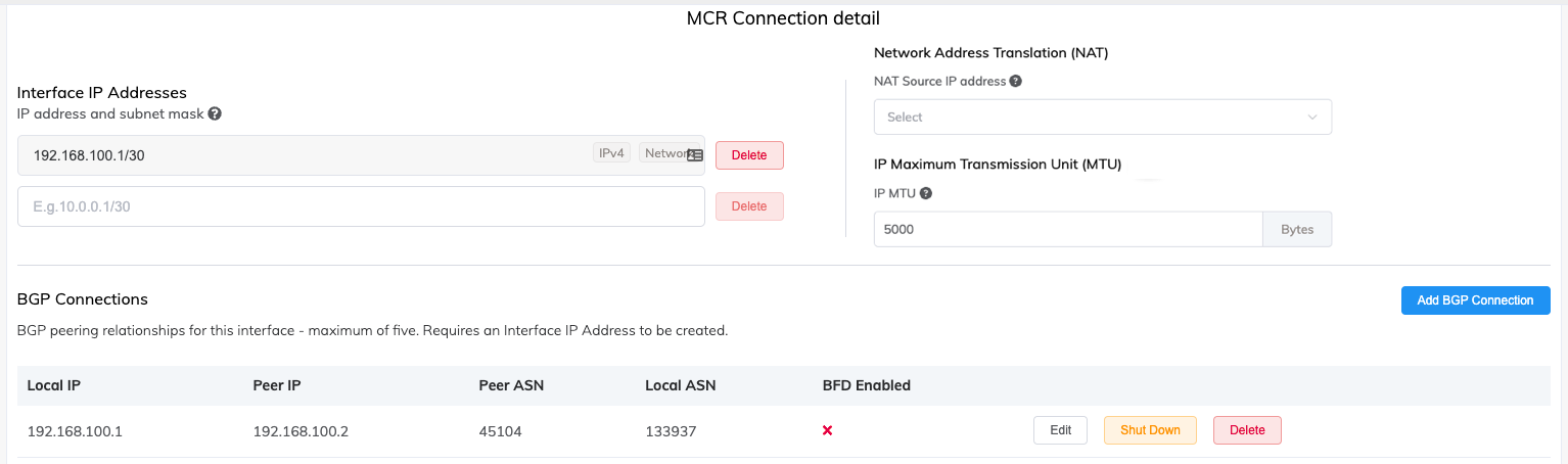 Dettagli connessione Alibaba