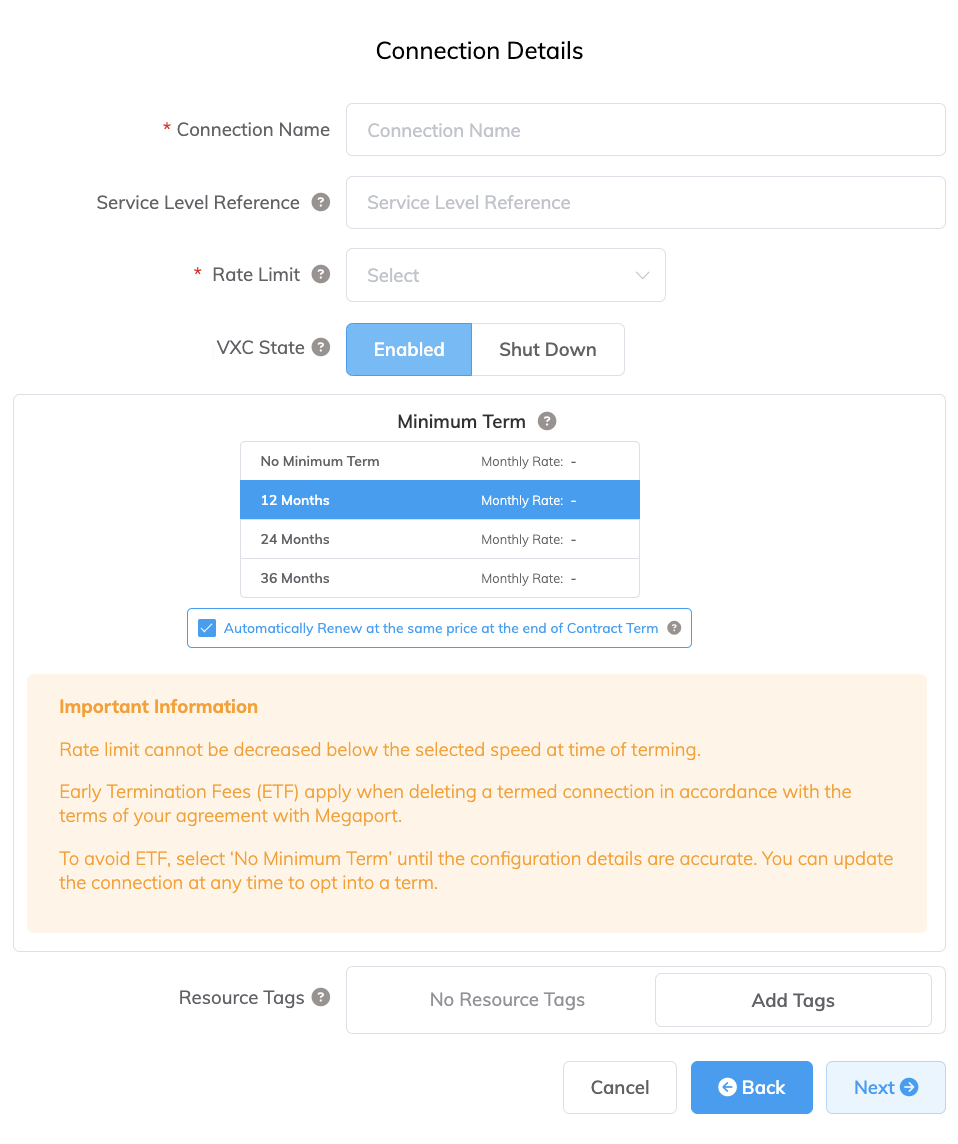 Dettagli Connessione MCR a AWS