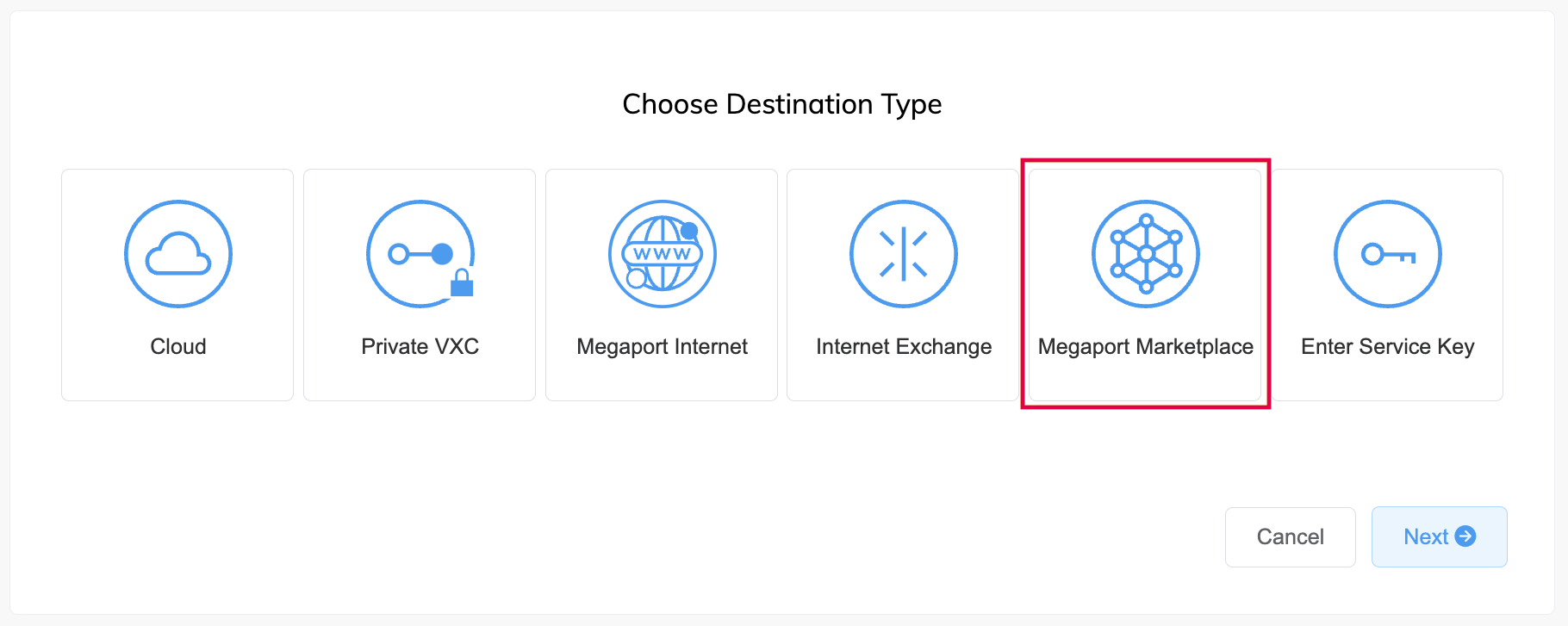 Aggiungi Megaport Marketplace Connessione