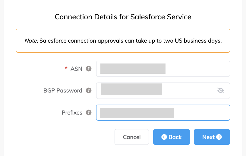 Dettagli connessione SFDC