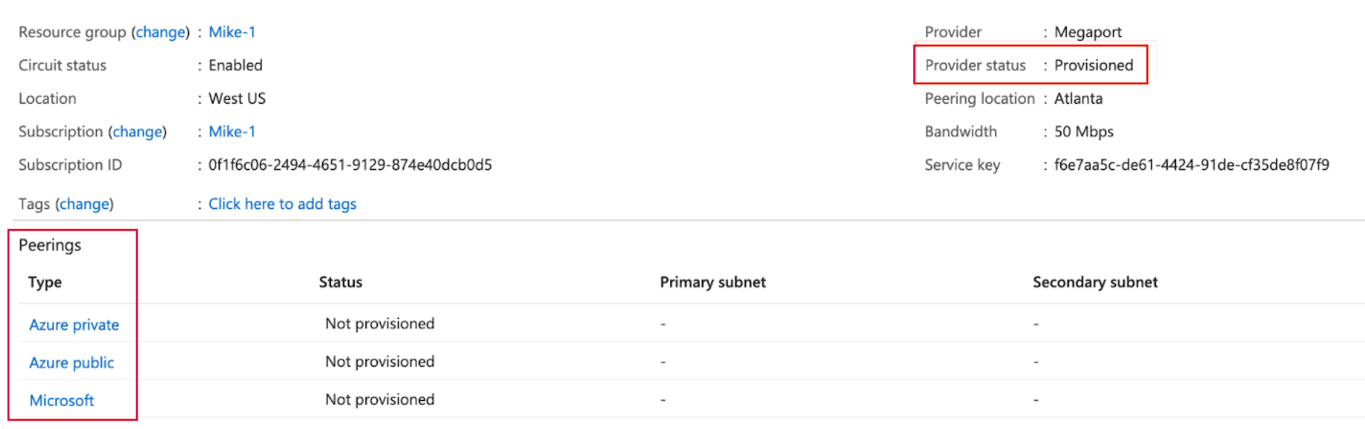 Stato provider Azure