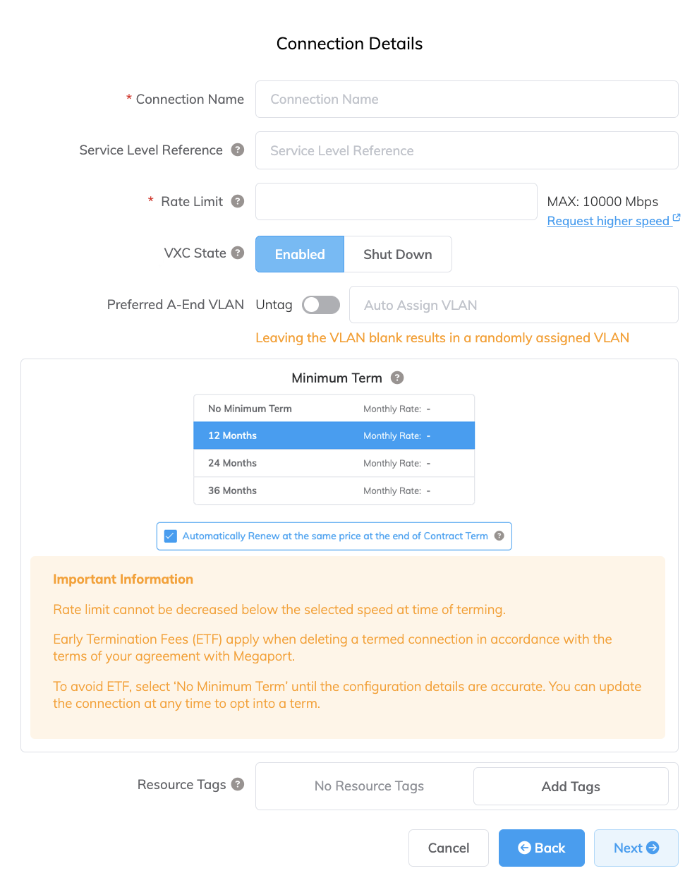 Dettagli Connessione VXC