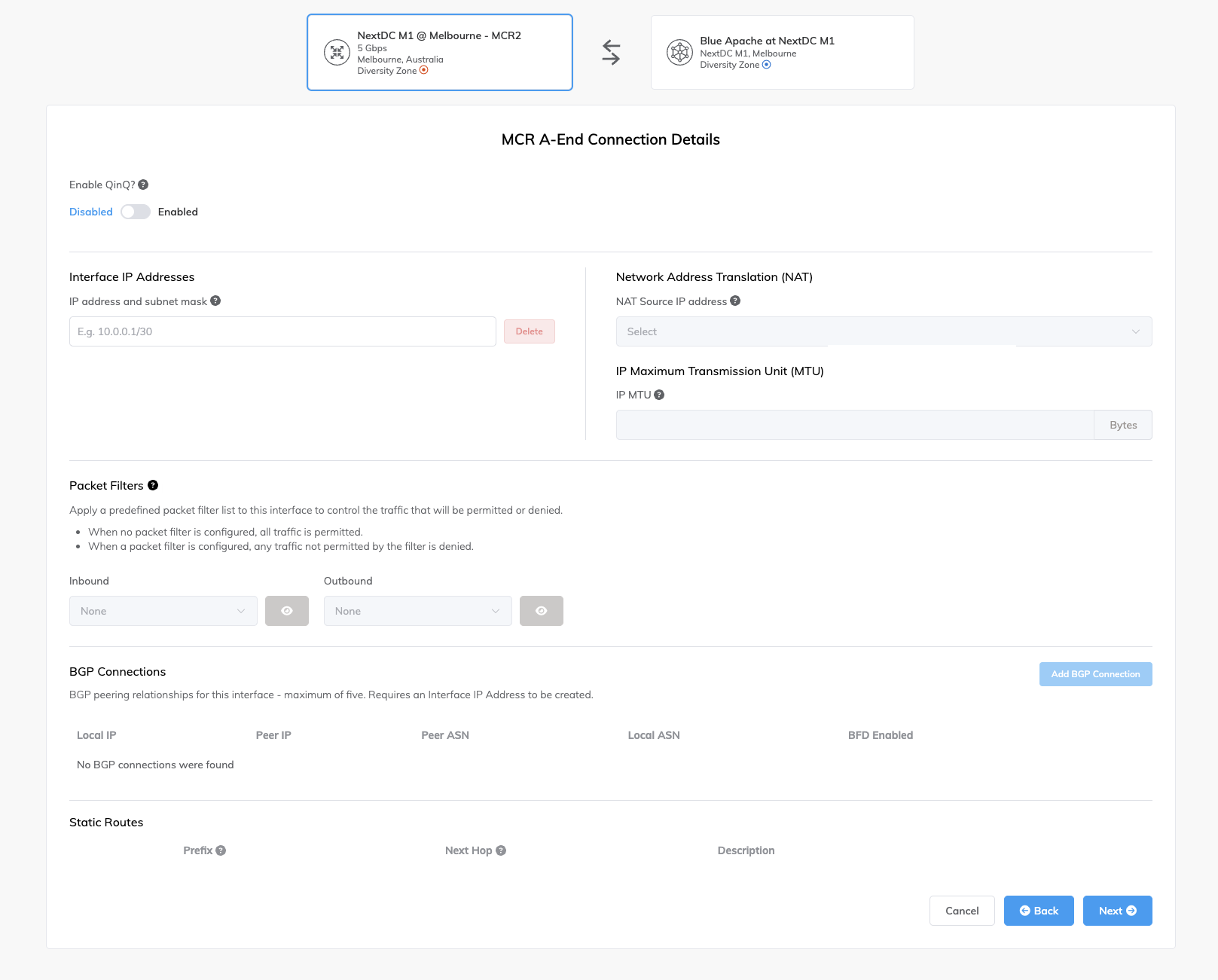 Dettagli della connessione
