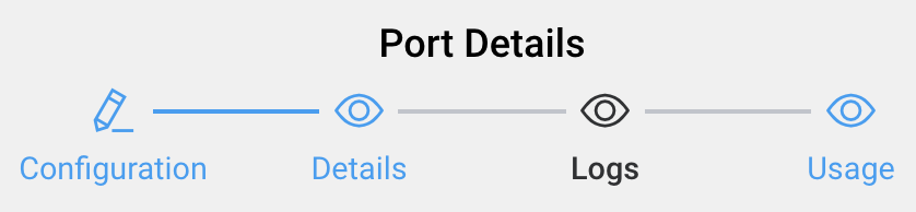 Icona dei Logs per visualizzare i registri del Port