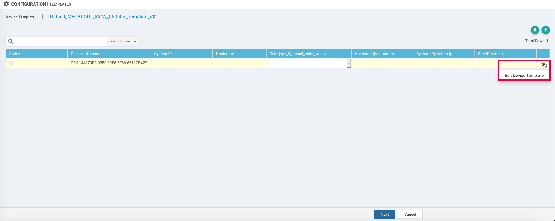 Modifica modello dispositivo vManage