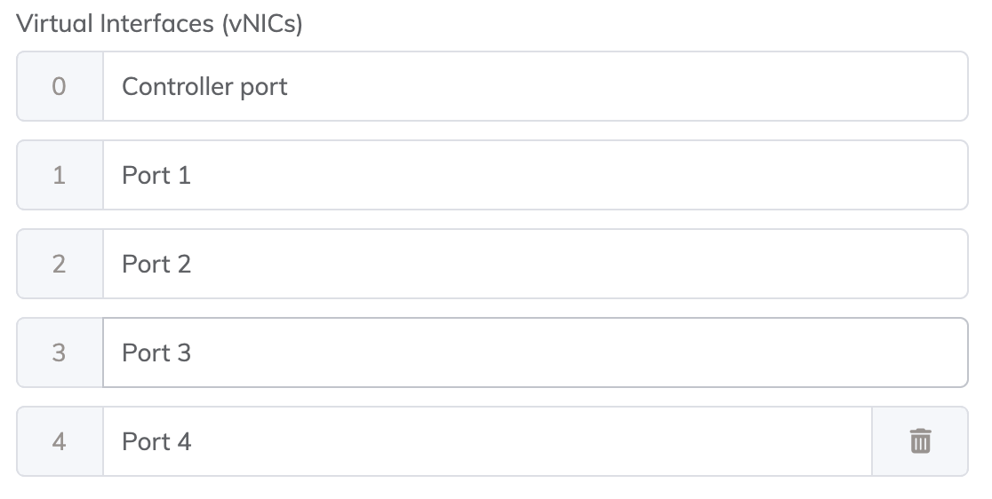 Inserisci nome per il vNIC