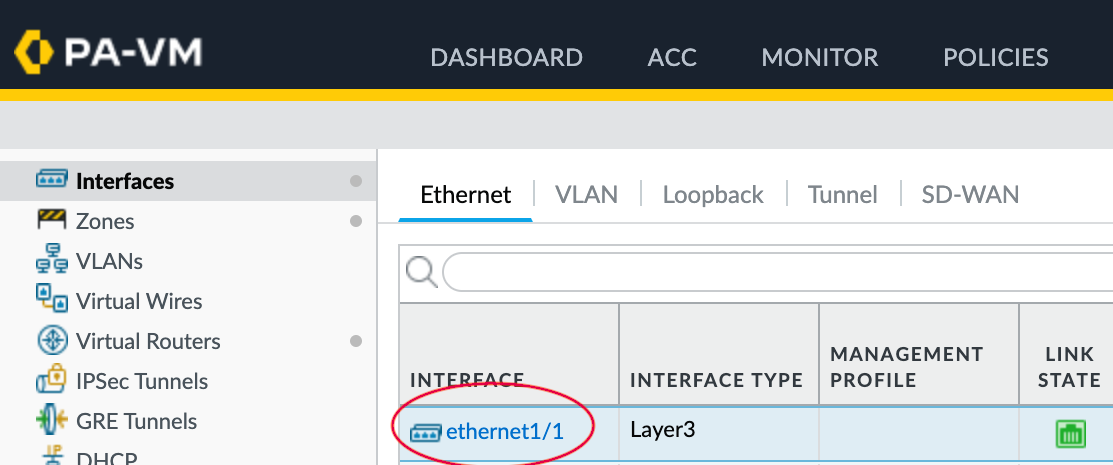 Interfacce Ethernet Palo Alto Networks