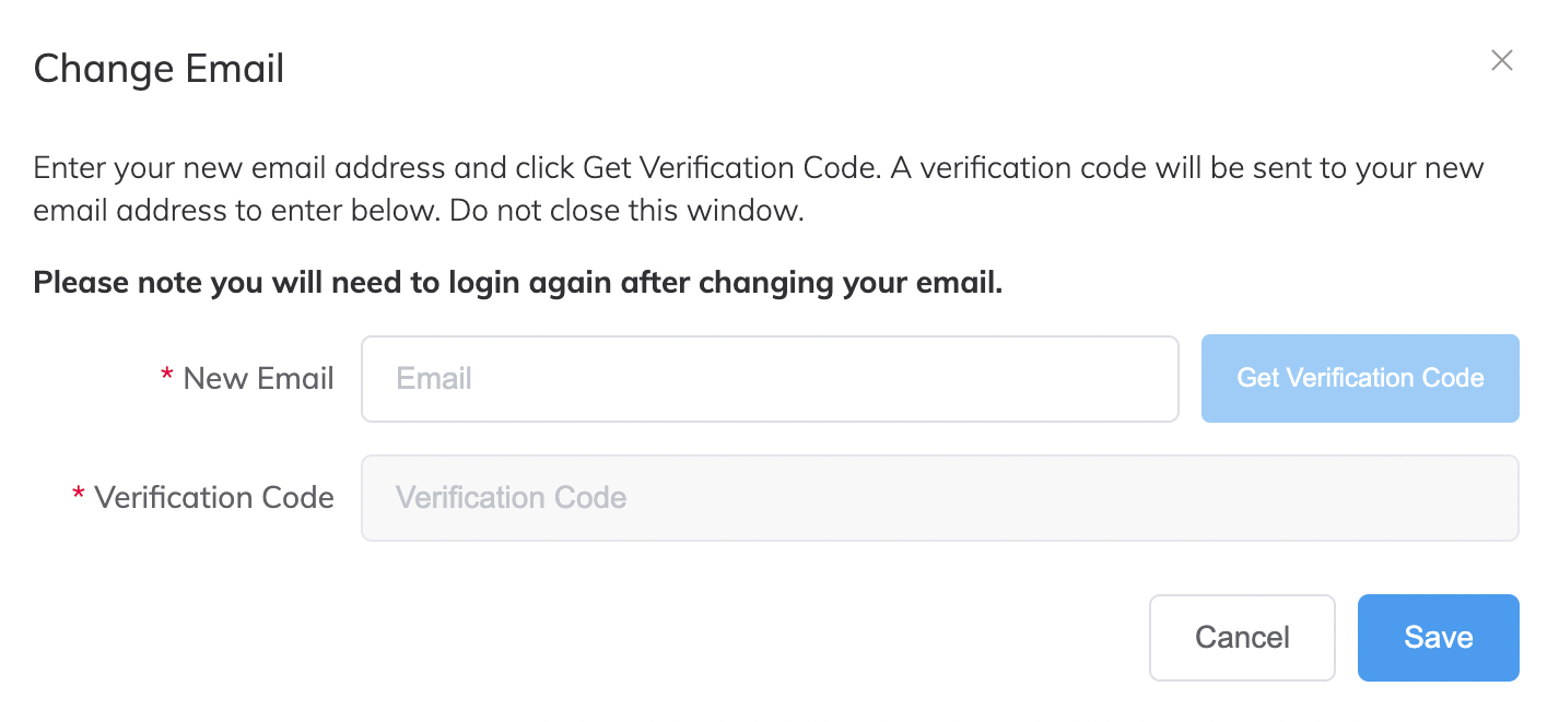 Cambia indirizzo email