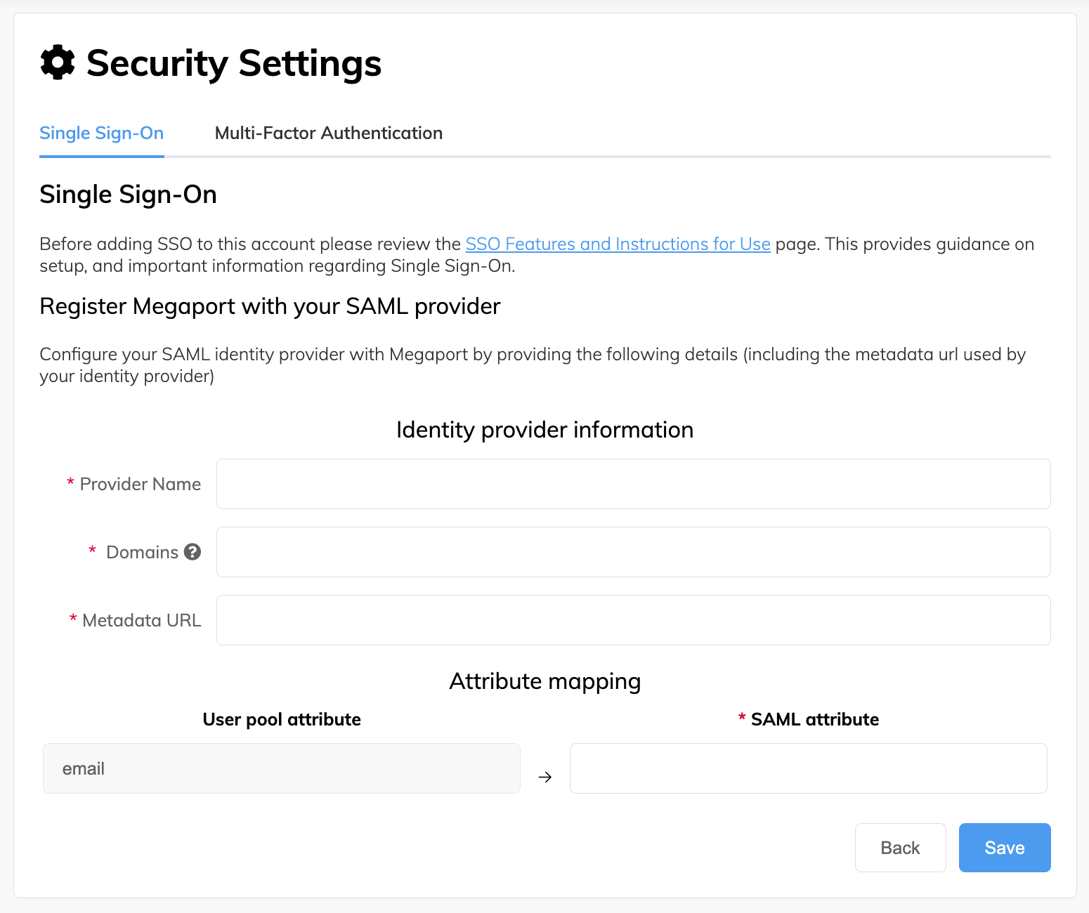 Configura Pagina Provider di Identità (IdP) SAML 2.0