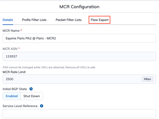 MCR config flow export