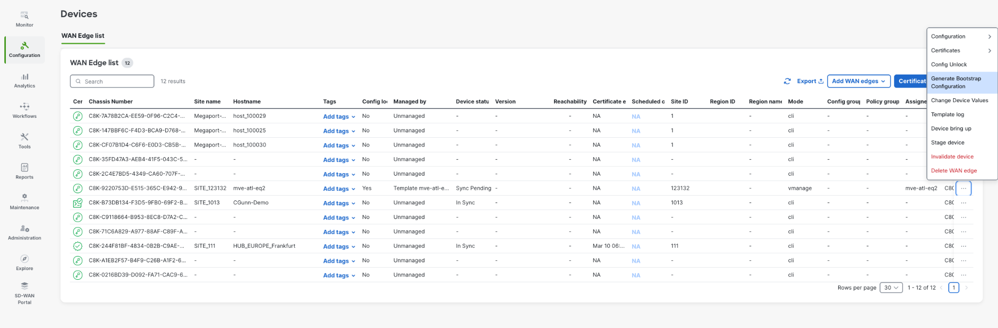 vManage generate bootstrap configuration