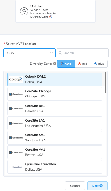 Select MVE location