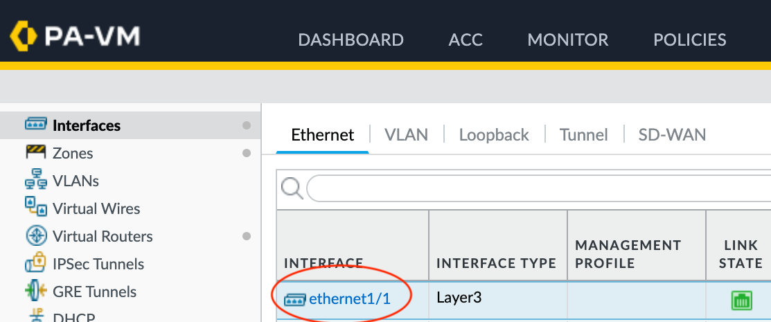 Palo Alto Ethernet interfaces