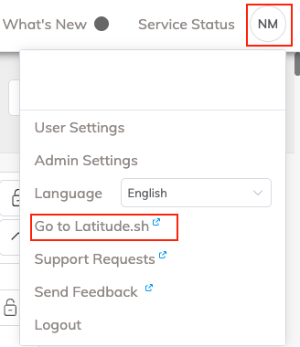 Location of Latitude link on user menu