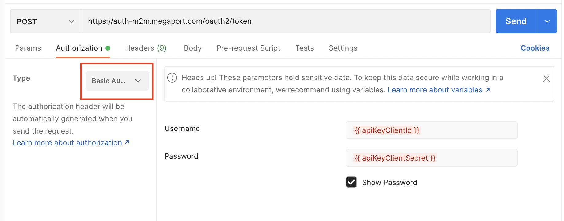 Parâmetros de Body do Endpoint de Token de Acesso