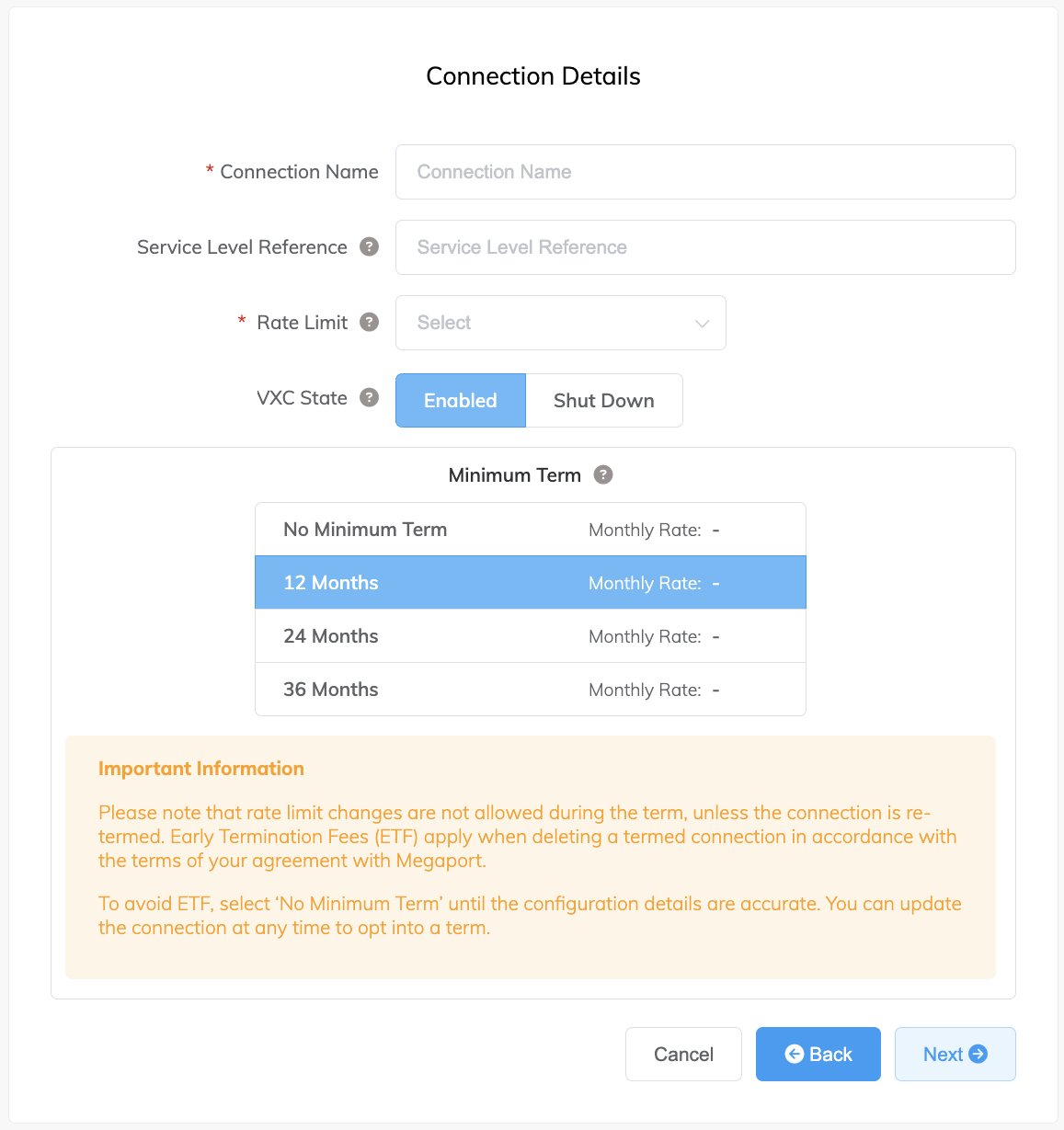 Connection details