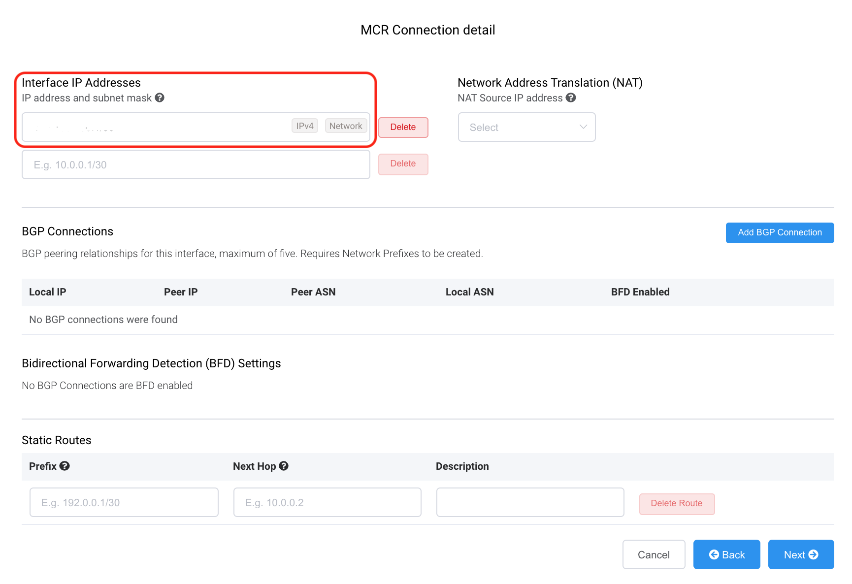 Add interface IP address