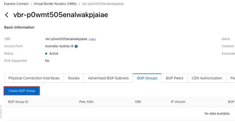 Create BGP Group