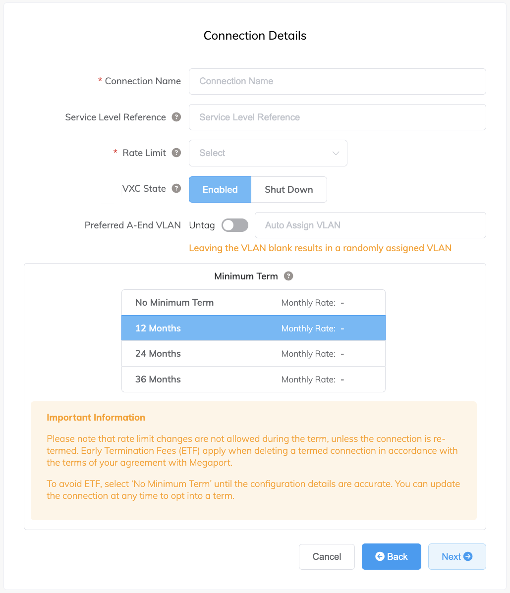 Alibaba VXC Connection Details