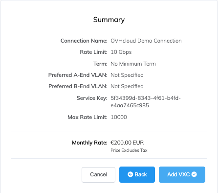 OVHcloud connection details