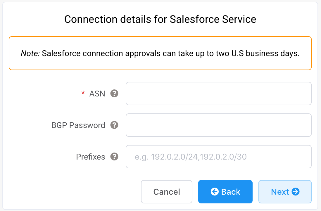 SFDC connection details