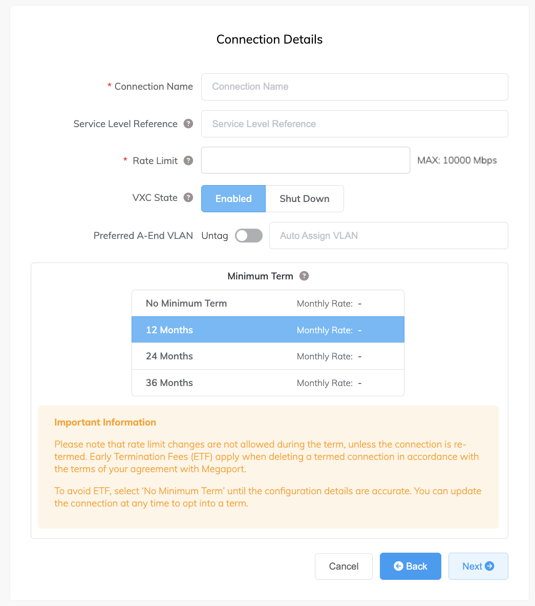 Connection details