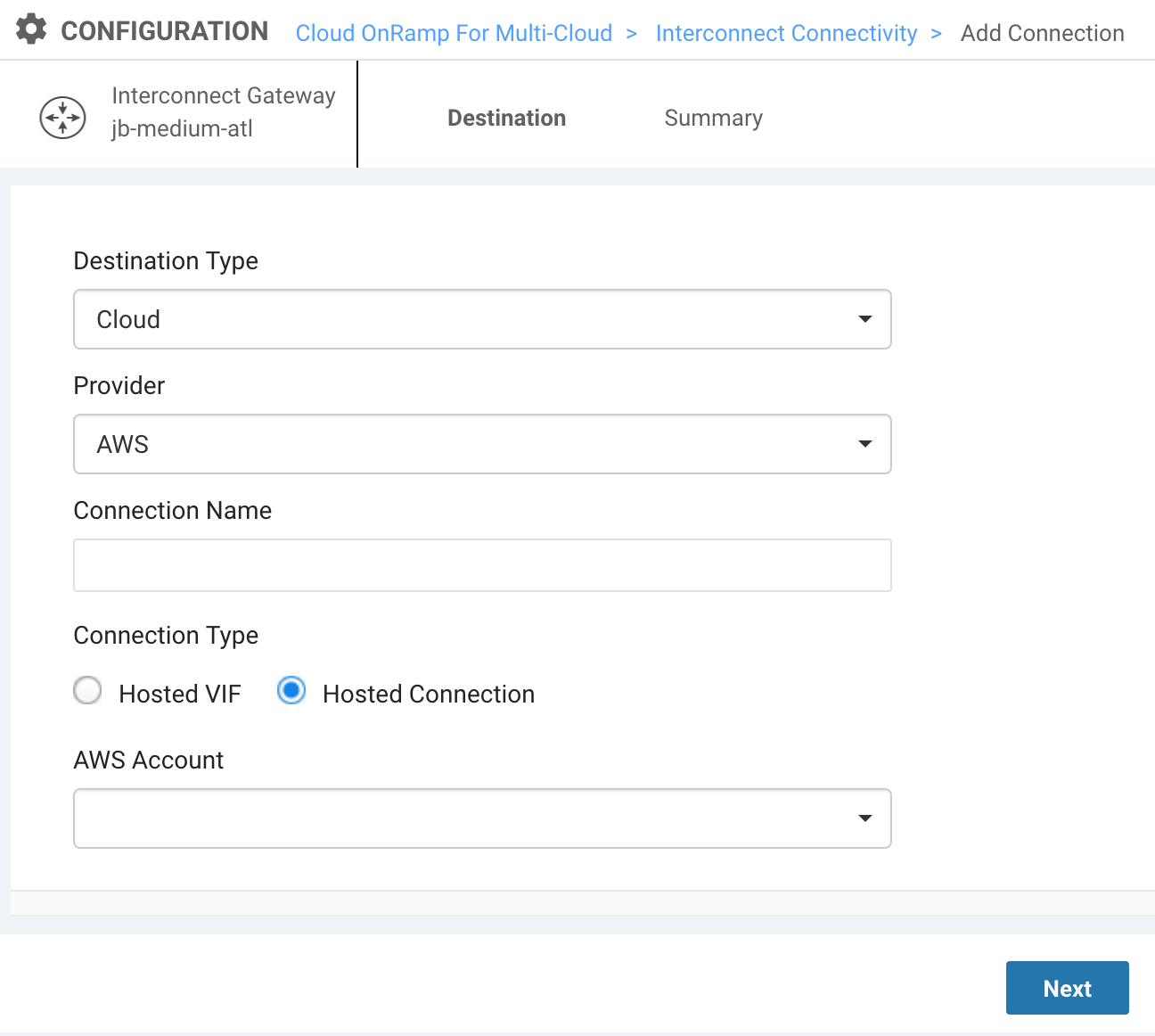Detalhes da Conexão AWS vManage