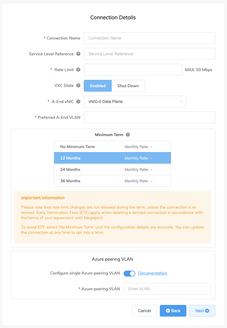 Detalhes de conexão Azure 