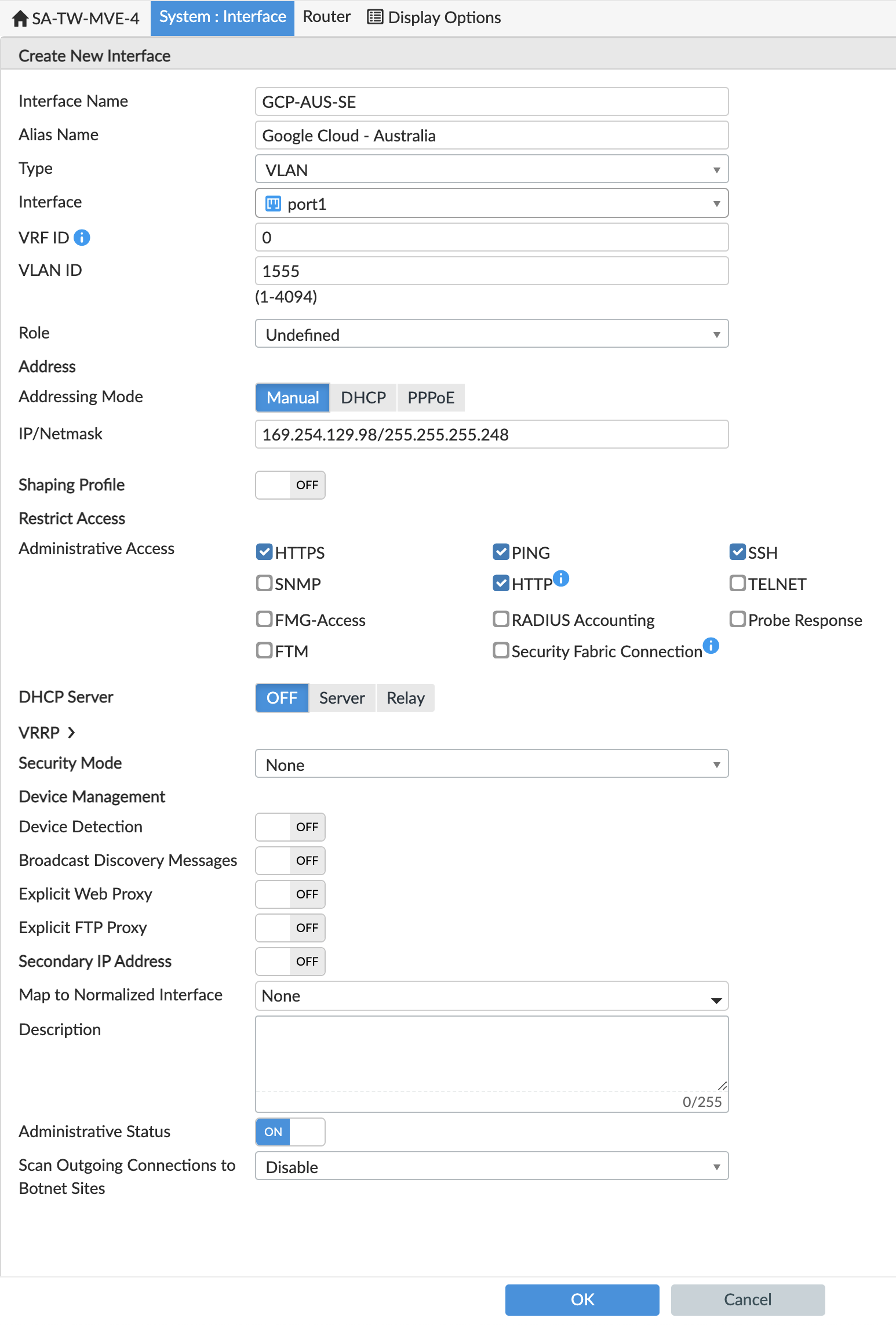 Interface Settings